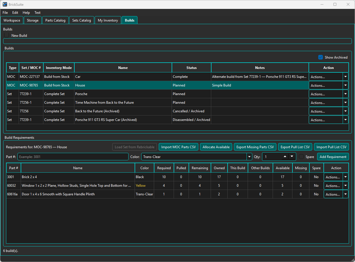 Build requirements before allocation