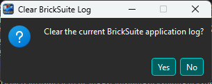 BrickSuite Clear Log confirmation