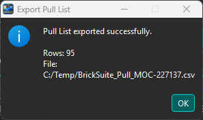 Export Build pull list