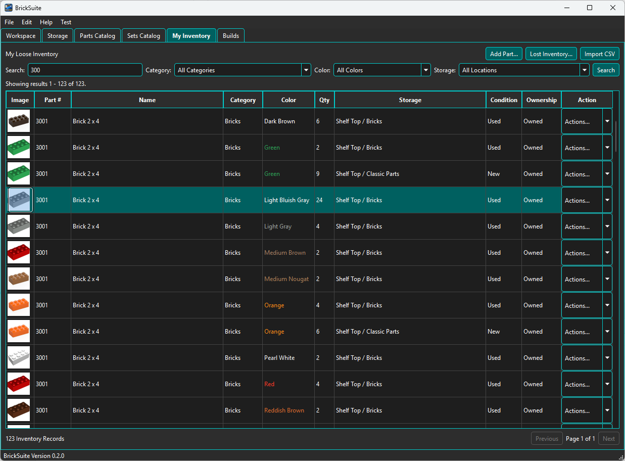 Inventory before reporting pieces lost